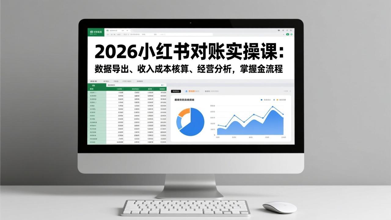 2026小红书对账实操课：数据导出、收入成本核算、经营分析，掌握全流程-追逐云网创