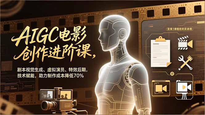 AIGC电影创作进阶课，剧本视觉生成、虚拟演员、特效后期，技术赋能，助力制作成本降低70%-追逐云网创
