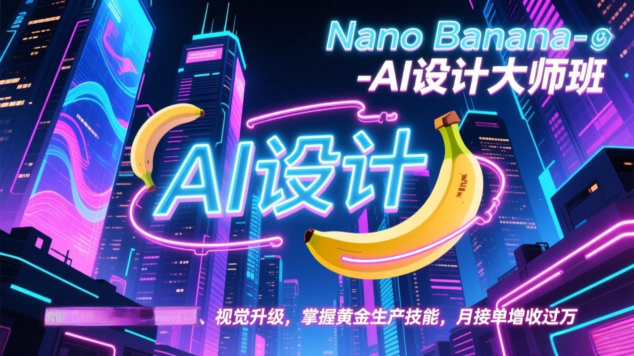 Nano Banana-AI设计大师班，修图合成、广告创作、视觉升级，掌握黄金生产技能，月接单增收过万-追逐云网创