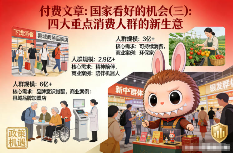 付费文章：国家看好的机会(三)：四大重点消 费人群的新生意-追逐云网创