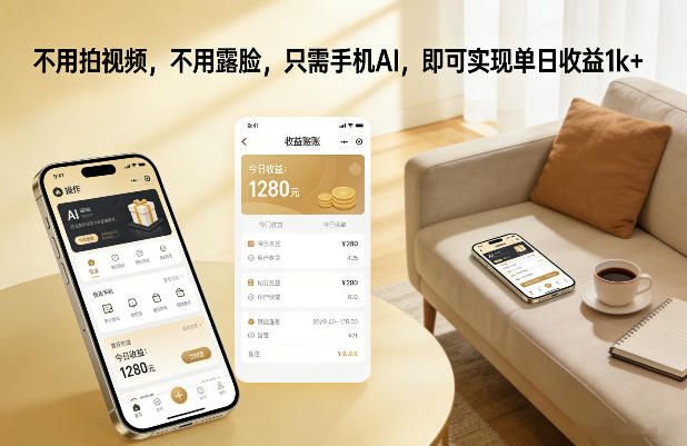 不用拍视频，不用露脸，只需手机AI，即可实现单日收益1k+【揭秘】-追逐云网创