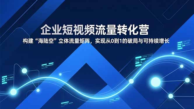 企业短视频流量转化营，构建“海陆空”立体流量矩阵，实现从0到1的破局与可持续增长-追逐云网创