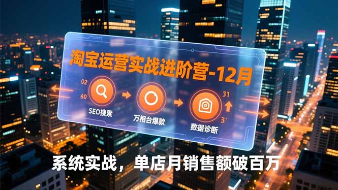 淘宝运营实战进阶营-12月：SEO搜索、万相台爆款、数据诊断，系统实战，单店月销售额破百万-追逐云网创