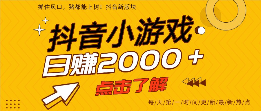5年爆火的抖音小游戏项目，一部手机日入2000+-追逐云网创