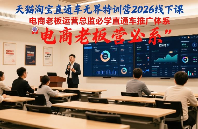 天猫淘宝直通车无界特训营2026线下课，电商老板运营总监必学直通车推广体系-一个小目标云网创