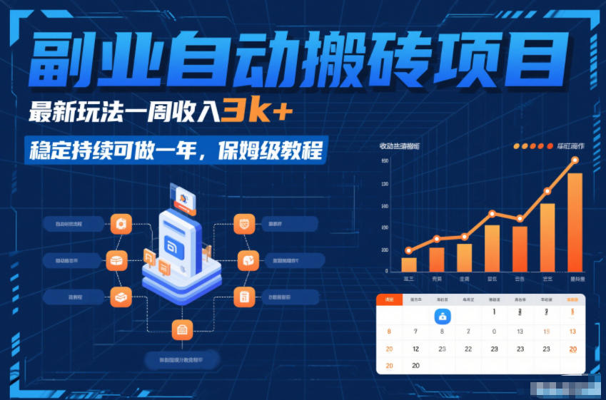 副业自动搬砖项目，最新玩法一周收入3k+，稳定持续可做一年，保姆级教程【揭秘】-追逐云网创