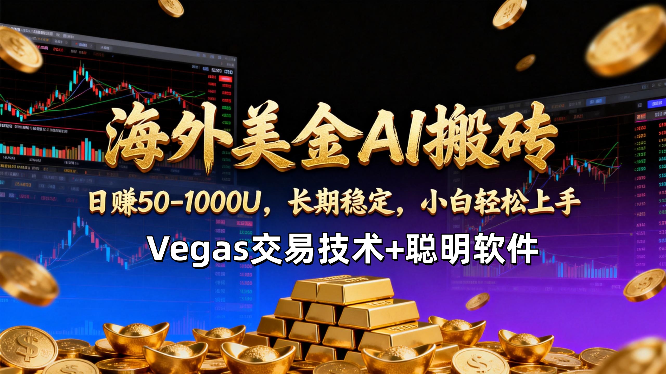 【海外美金AI搬砖】Vegas交易技术+聪明软件，日赚50-1000U，长期稳定，小白轻松上手。-追逐云网创