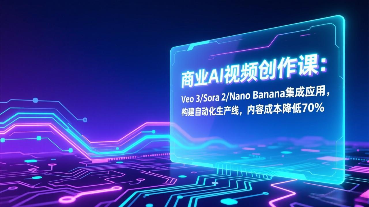 商业AI视频创作课：Veo 3/Sora 2/Nano Banana集成应用，构建自动化生产线，内容成本降低70%-追逐云网创