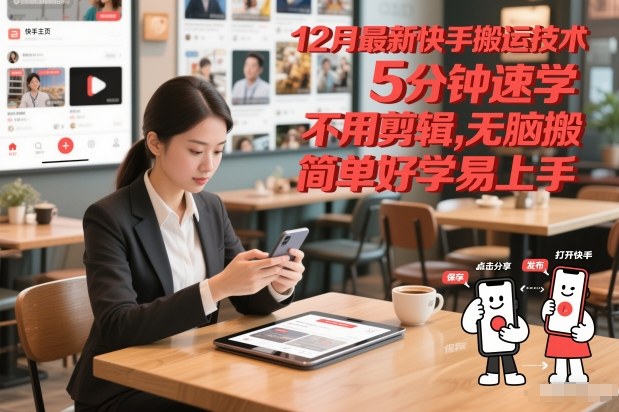 12月最新快手搬运技术，5分钟速学，不用剪辑无脑搬，简单好学易上手-追逐云网创