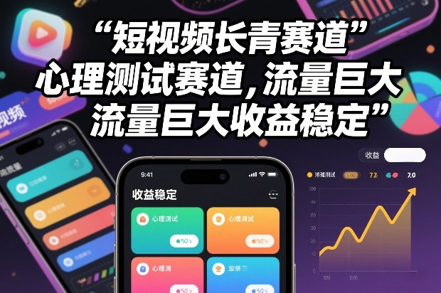 短视频长青赛道，心里测试赛道，流量巨大，收益稳定-追逐云网创