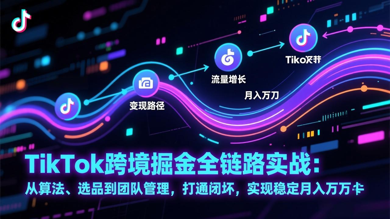 TikTok跨境掘金全链路实战：从算法、选品到团队管理，打通闭环，实现稳定月入万刀-追逐云网创