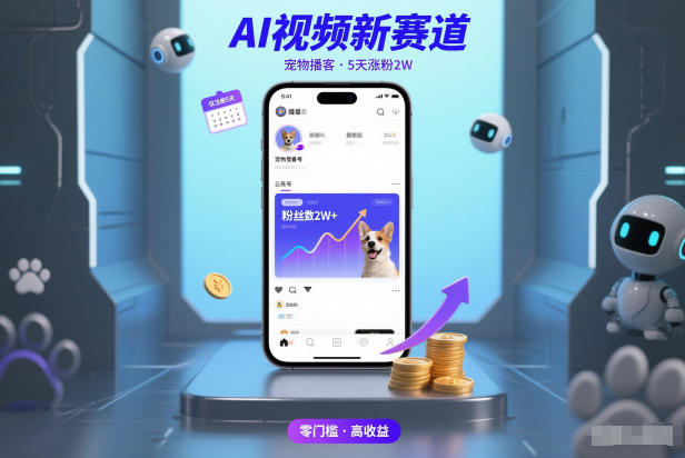AI视频新赛道,宠物播客仅注册5天涨粉2W,收益非常可观-追逐云网创