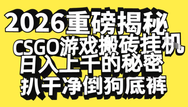 2026开年重磅解密，CSGO游戏搬砖挂G日入1k+的秘密，把倒狗的底裤扒干【揭秘】-追逐云网创