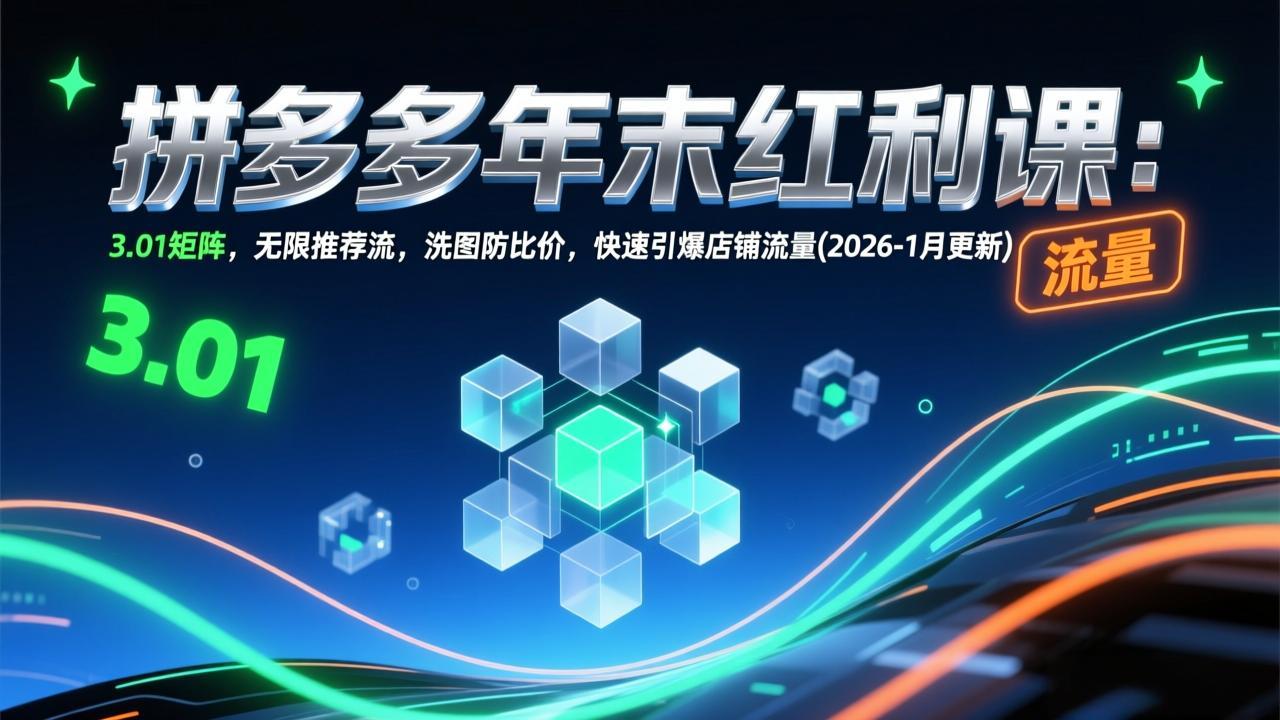 拼多多年末红利课：3.01矩阵，无限推荐流，洗图防比价，快速引爆店铺流量(2026-1月更新-追逐云网创