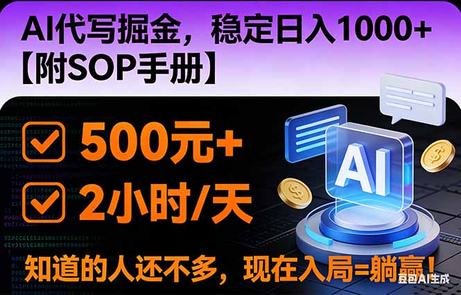 2026风口项目,AI代写掘金,稳定日入1000+,掌握核心技能【附SOP手册】-追逐云网创