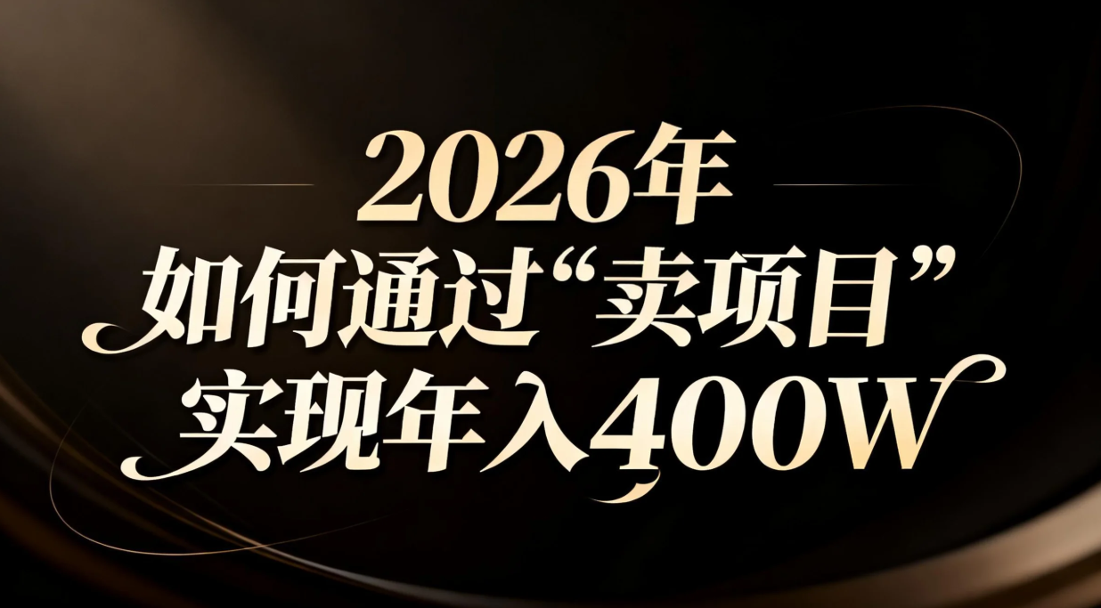 2026年如何通过“卖项目”实现年入百万-追逐云网创