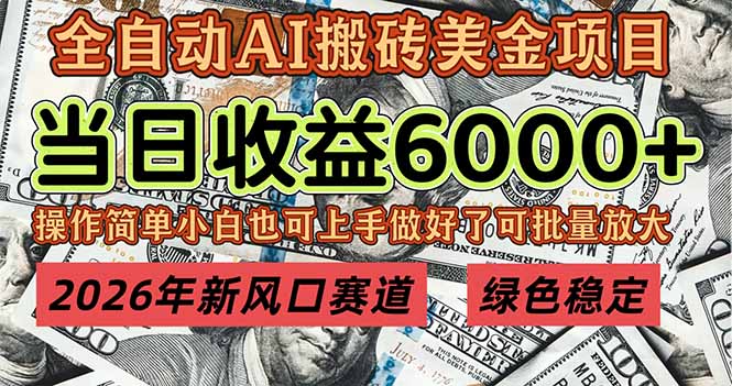 2026年新风口赛道，当日6000+以上，可批量放大，月收入20万+，长期绿色稳定的项目-追逐云网创
