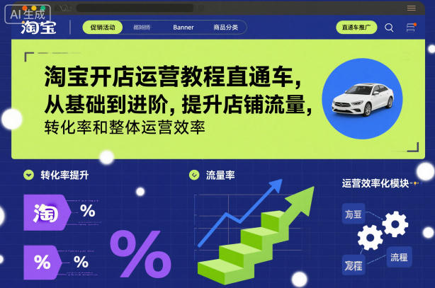 淘宝开店运营教程直通车，从基础到进阶，提升店铺流量，转化率和整体运营效率(更新26年1月)-追逐云网创