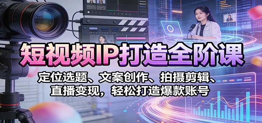 短视频IP打造全阶课：定位选题、文案创作、拍摄剪辑、直播变现，轻松打造爆款账号-追逐云网创
