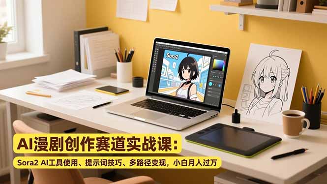 AI漫剧创作赛道实战课：Sora2 AI工具使用、提示词技巧、多路径变现，小白月入过万-追逐云网创