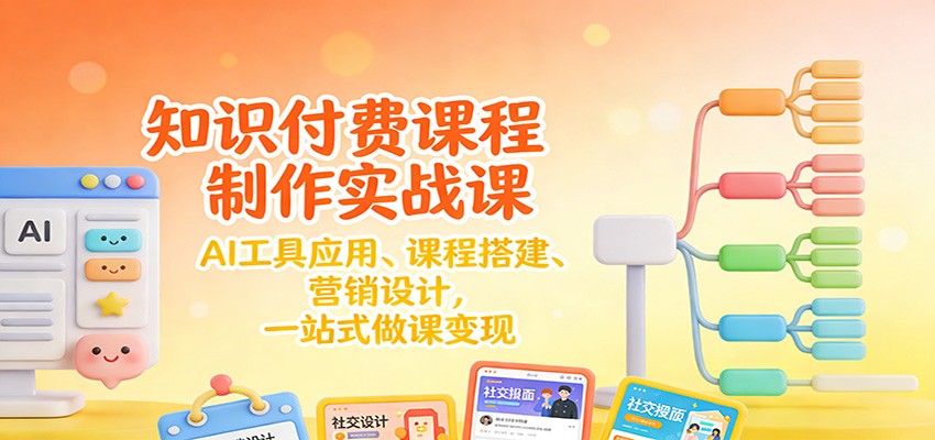 知识付费课程制作实战课：AI工具应用 、课程搭建、营销设计，一站式做课变现-追逐云网创