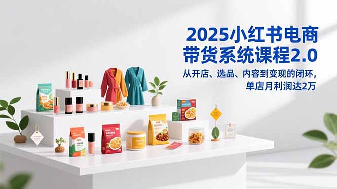 2025小红书电商带货系统课程2.0，从开店、选品、内容到变现的闭环，单店月利润达2万-追逐云网创