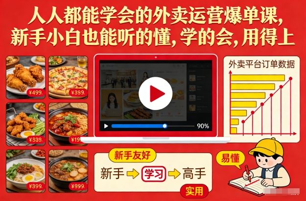 人人都能学会的外卖运营爆单课，新手小白也能听的懂，学的会，用得上-追逐云网创