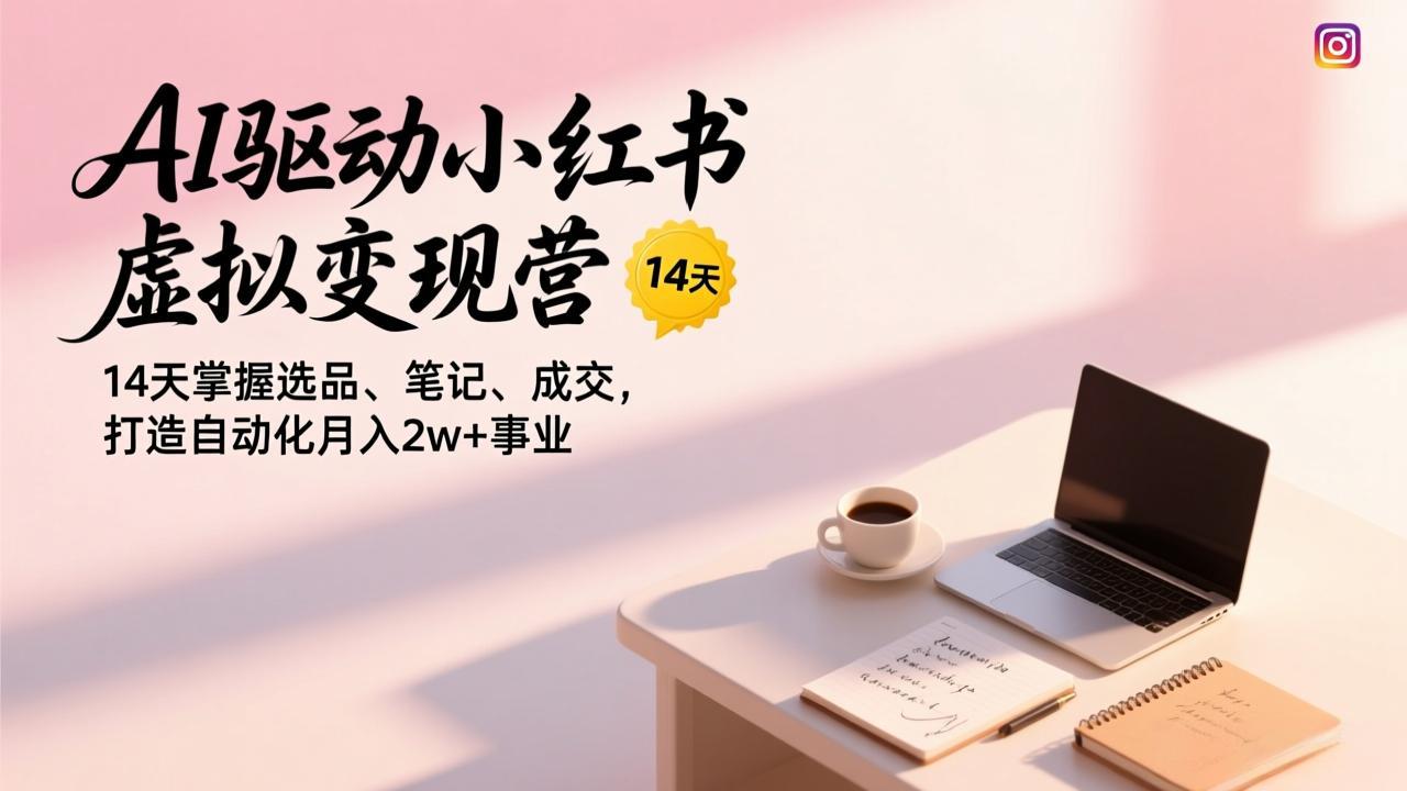 AI驱动小红书虚拟变现营，14天掌握选品、笔记、成交，打造自动化月入2w+事业-追逐云网创