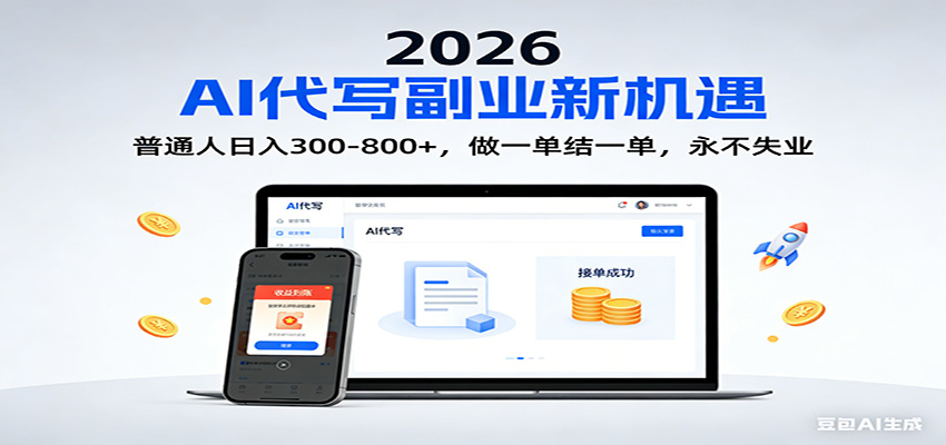 2026 副业首选！AI 代写日入 300-800，普通人0门槛，做一单结一单！-追逐云网创