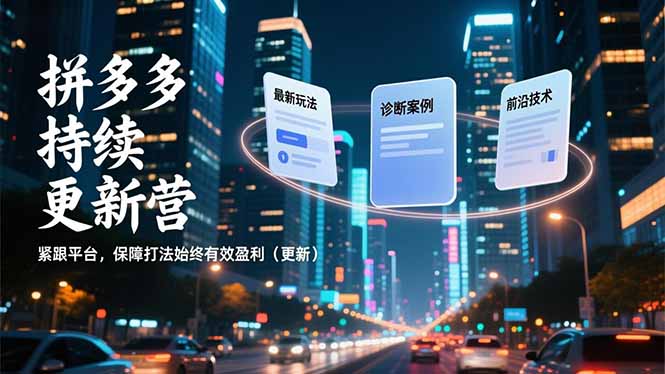 拼多多持续更新营，最新玩法、诊断案例、前沿技术，紧跟平台，保障打法始终有效盈利(更新-追逐云网创