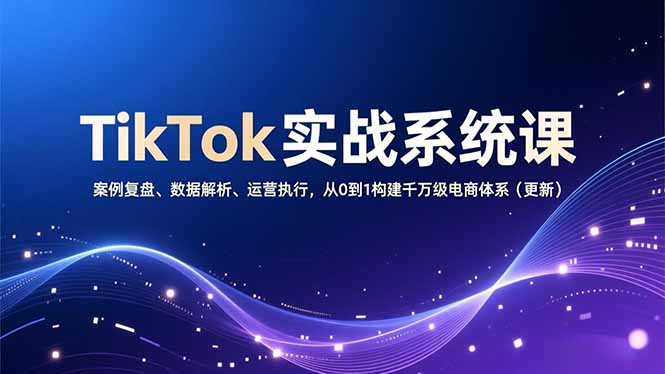 TikTok实战系统课，案例复盘、数据解析、运营执行，从0到1构建千万级电商体系(更新-追逐云网创
