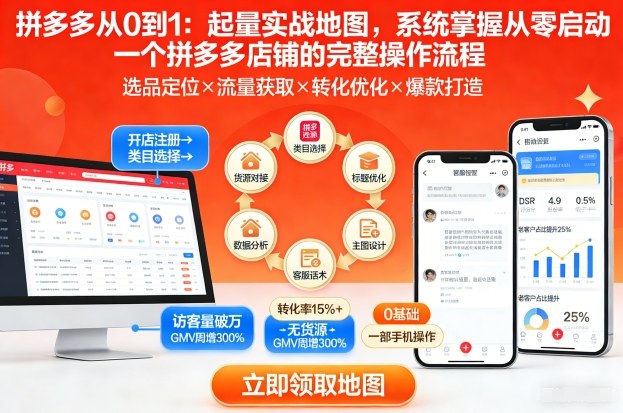 拼多多从0到1：起量实战地图，系统掌握从零启动一个拼多多店铺的完整操作流程-追逐云网创