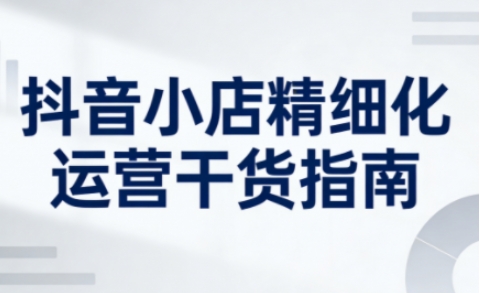 抖音小店精细化运营干货指南新版，助力商家系统提升店铺运营能力(更新)-追逐云网创