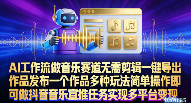 AI工作流做音乐赛道，无需剪辑，一键导出作品发布，一个作品多种玩法，简单操作即可做抖音音乐宣推任务-追逐云网创
