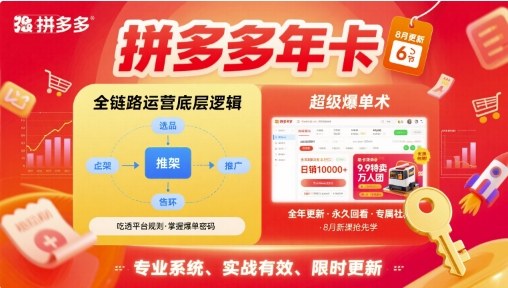 拼多多年卡，拼多多全链路运营底层逻辑，超级爆单术【更新26年1月】-追逐云网创