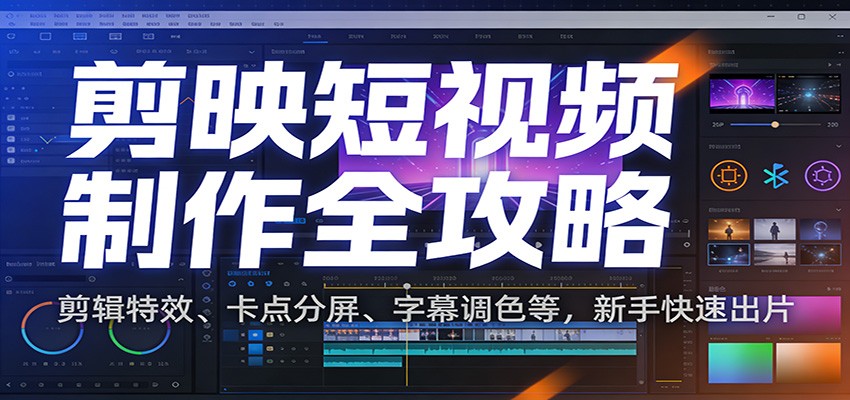 剪映短视频制作全攻略：剪辑特效、卡点分屏、字幕调色等，新手快速出片-追逐云网创