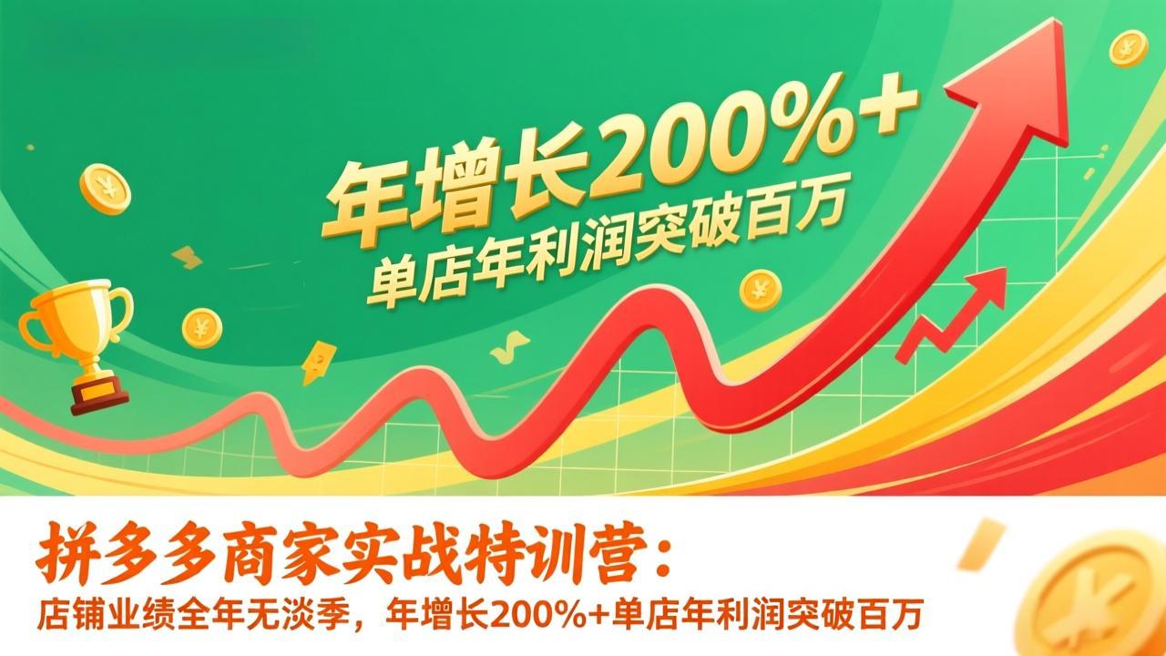 拼多多商家实战特训营：店铺业绩全年无淡季，年增长200%+单店年利润突破百万(26年1月更新-追逐云网创