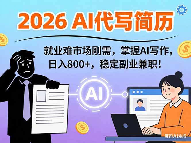 AI代写简历，超暴利，用万能模板月入1-3万实战教程，2026年市场刚需！-追逐云网创