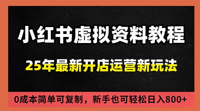 小红书虚拟资料项目：最新搜索流变现玩法，0成本简单可复制，一人多店打法，新手日入800+-追逐云网创