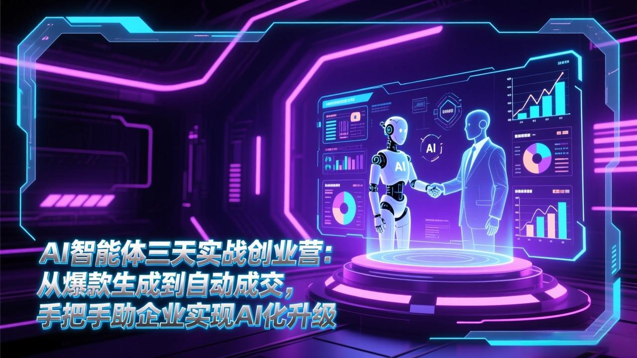 AI智能体三天实战创业营：从爆款生成到自动成交，手把手助企业实现AI化升级-追逐云网创