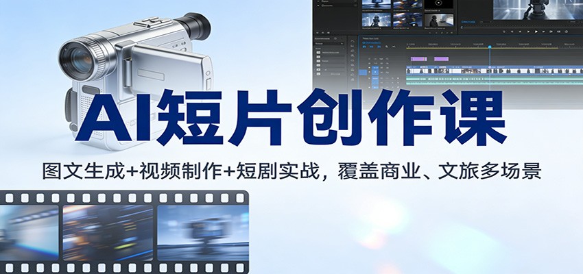 AI短片创作课：图文生成+ 视频制作+短剧实战，覆盖商业、 文旅多场景-追逐云网创