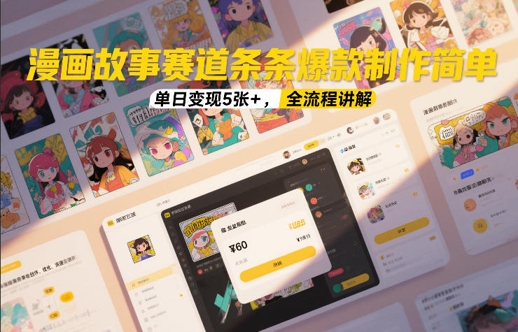 漫画故事赛道条条爆款制作简单，单日变现5张+，全流程讲解-追逐云网创