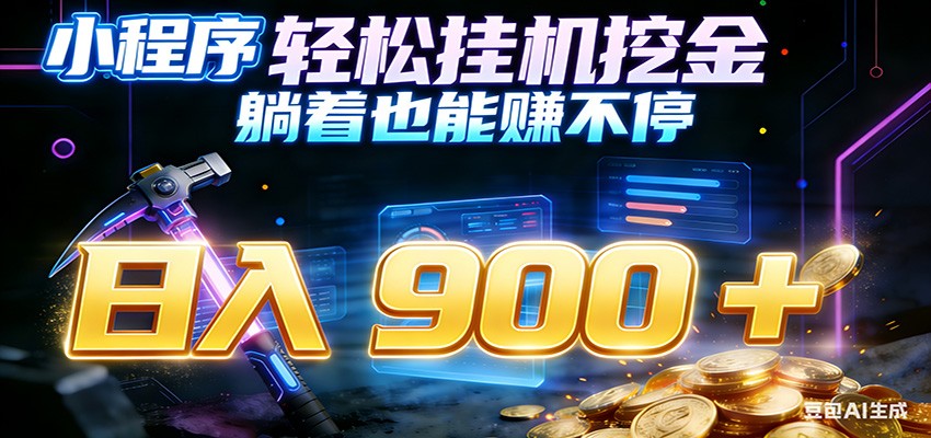 小程序挂机挖金，自动赚金币换现金，多号并行日入900+，轻松搞副业-追逐云网创