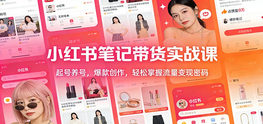 小红书笔记带货实战课：起号养号，爆款创作，轻松掌握流量变现密码-一个小目标云网创