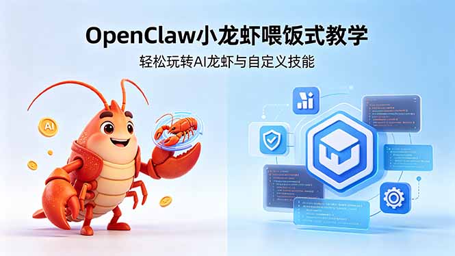 不用懂技术！OpenClaw小龙虾喂饭式教学，轻松玩转AI龙虾与自定义技能-追逐云网创