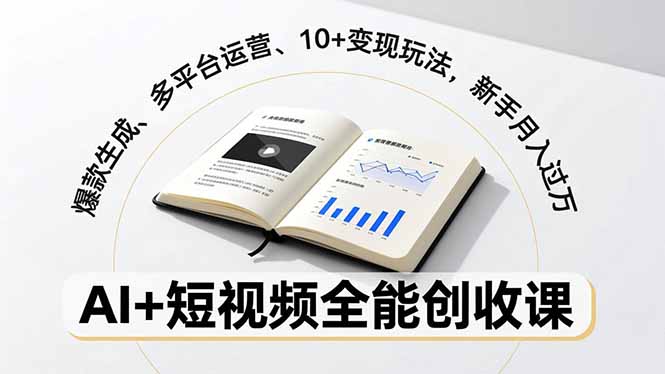 AI+短视频全能创收课，爆款生成、多平台运营、10+变现玩法，新手月入过万-追逐云网创