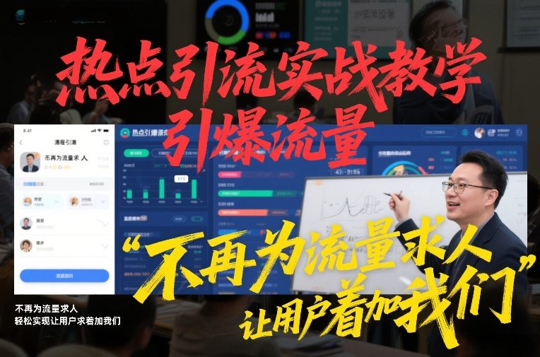 热点引流实战教学，引爆流量，不再为流量求人，轻松实现让用户求着加我们-一个小目标云网创
