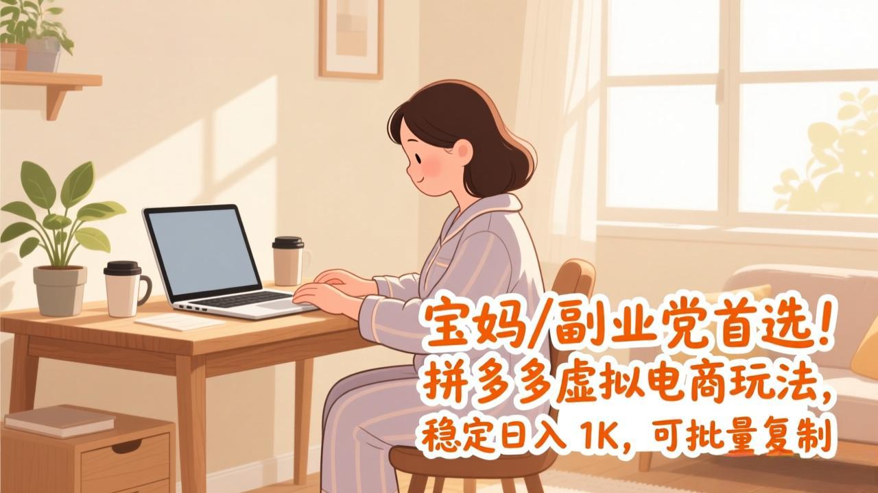 宝妈 / 副业党首选！拼多多虚拟电商玩法，稳定日入 1K，可批量复制-追逐云网创