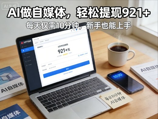 每天花费10分钟，头条号收益921+，用AI做自媒并不难【附视频教程】-追逐云网创
