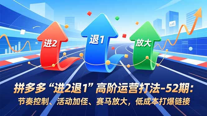 拼多多“进2退1”高阶运营打法-52期:节奏控制、活动加权、赛马放大,低成本打爆链接-追逐云网创
